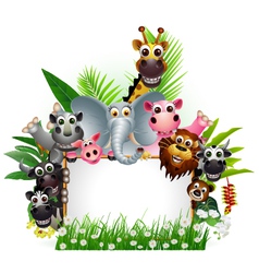Funny animal with blank sign vector image