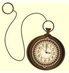 Icon of retro pocket watches with chain vector image