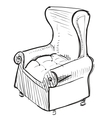 Old leather armchair vector image
