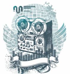 Hand drawn tape recorder vector image