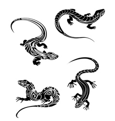 Fast lizards in and tribal style vector image
