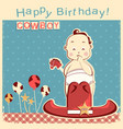 Cowboy happy birthday card with little baby Cowboy happy birthday card with little baby vector image