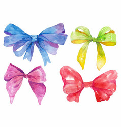 Watercolor hand-drawn set of bows vector image