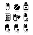 Pills medication icons set vector image