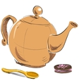 Kettle spoon and biscuit vector image