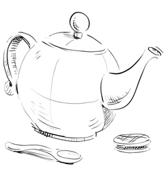 Kettle spoon and biscuit vector image