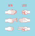 hand game rock scissors paper rules gestures vector image