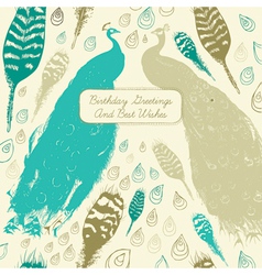 Vintage Peacock Birthday Card vector image
