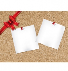 Cork bulletin board with ribbon vector image
