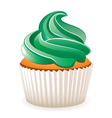 Cupcake with green cream vector image