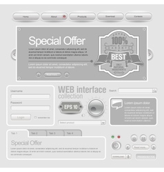 Light web ui elements design gray vector image