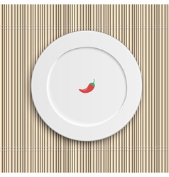Dinner plate on bamboo napkin vector image