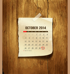 Calendar October 2014 vector image
