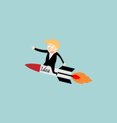 Businessman rocket idea vector image