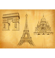 Paris symbols on the old paper vector image