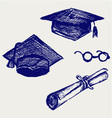 Graduation cap points and diploma Graduation cap points and diploma vector image