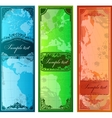 Set of three colorful bookmarks with map vector image