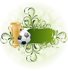 Grunge floral football card with ball and prize vector image
