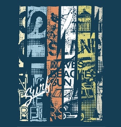 Surfing grunge patchwork vector image