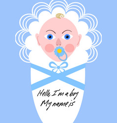 New born boy announcement baby in blue design New born boy announcement baby in blue design vector image