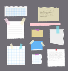 Set of torn leaves with notes from a notebook a vector image