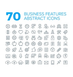 70 Thin Line Universal Business Icons vector image