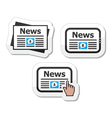 Newpaper news on tablet icons set as labels vector image
