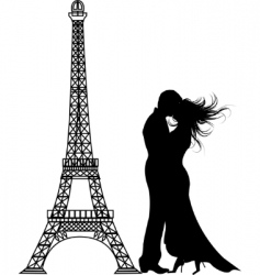 Vector romance Paris silhouette vector image
