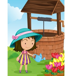 Girl by the well vector image
