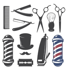 Set of vintage barber shop elements vector image