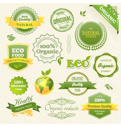 Organic Food Eco Bio Labels and Elements vector image