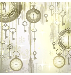 Christmas luxury background with pocket watches vector image