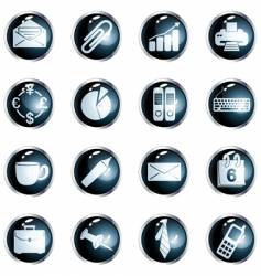 Round black high-gloss office buttons vector image