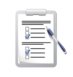Clipboard with check list and pen vector image