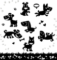 Collection of cartoon dogs silhouette vector image