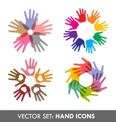 Collection of hand icons vector image