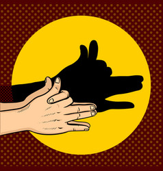 Shadow dog puppet pop art style vector image