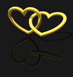 Gold entwined hearts vector image