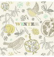 Retro Winter Birds Pattern vector image