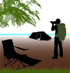 Photographer with camping Photographer with camping vector image