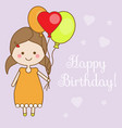 Cute smiling little girl holding balloons shappy Cute smiling little girl holding balloons shappy vector image
