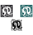 Celtic dogs with ornament and decorative elements vector image
