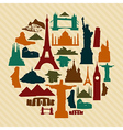 World landmark silhouettes set vector image