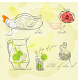 A lot of food and drink vector image