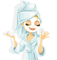 Cute girl with a cosmetic mask on her face vector image