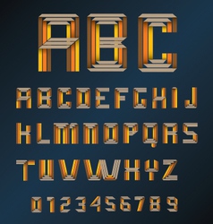Colorful retro origami alphabet and numbers 2 vector image