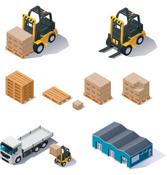 Warehouse equipment icon set vector image