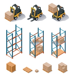 Warehouse equipment icon set vector image