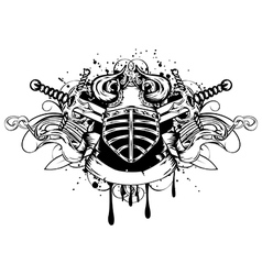 Helmet and swords vector image