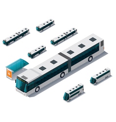 Isometric bus set vector image